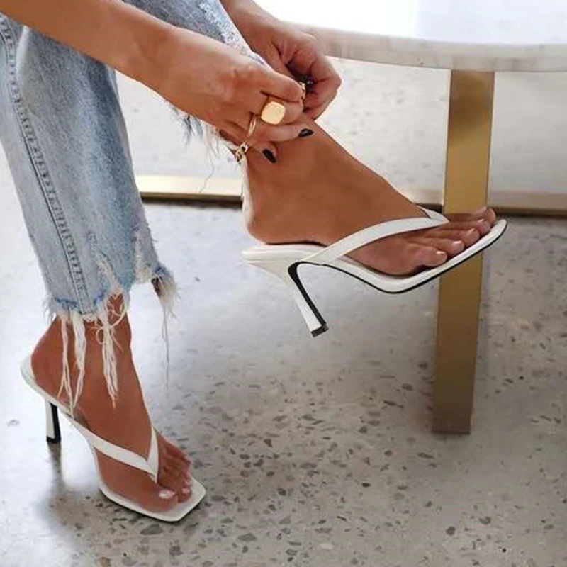 Ankle Strap Heels - รองเท้าส้นสูงผู้หญิงมีสไตล์รองเท้าแตะสีดำรองเท้าส้นสูงสีขาวรองเท้าแตะผู้หญิงรองเท้าแตะผู้หญิงฤดูร้อนของผู้หญิงรองเท้า36-42 calzado mujer