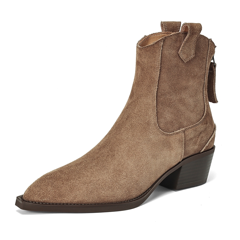 Western Cowgirl Boot - รองเท้าบูทข้อเท้าผู้หญิง AIYUQI รุ่นใหม่ปี 2026 หัวแหลม มีซิป