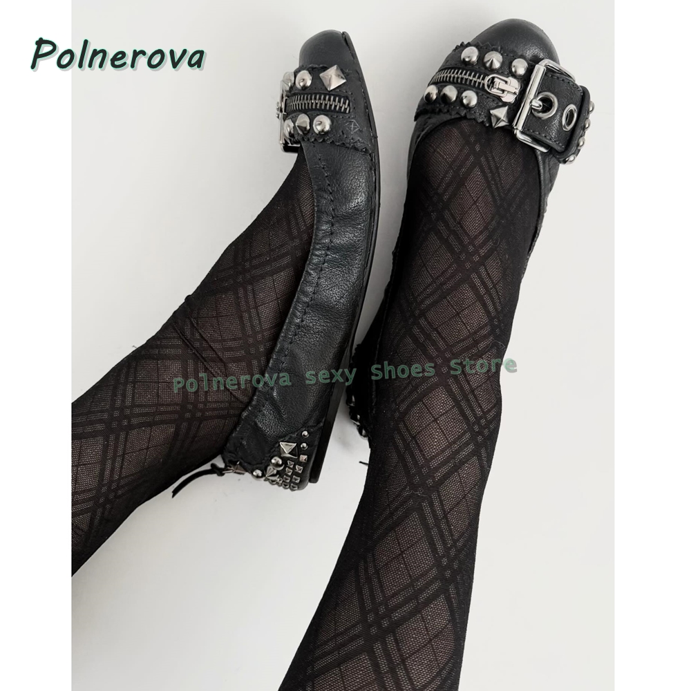 Women'S Shoes In Fashion - รองเท้าส้นเตี้ยแบบมีซิปประดับตกแต่ง รุ่น Mary Jane หัวแหลม พร้อมหัวเข็มขัดแบบ