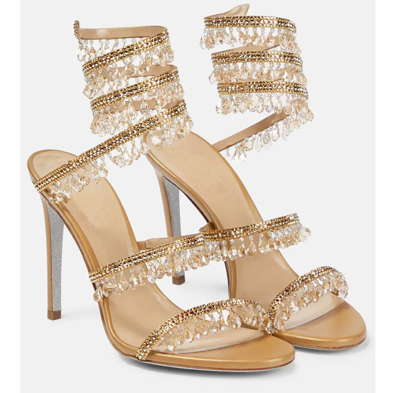 รองเท้าส้นสูงประดับคริสตัลสีเข - Ankle Strap Heels บทวิจารณ์และราคา