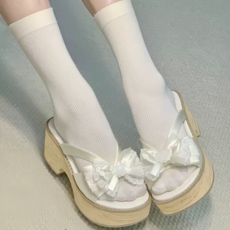 รองเท้าแตะพื้นหนาลายไม้ Sweet  - Square Toe Mule บทวิจารณ์และราคา