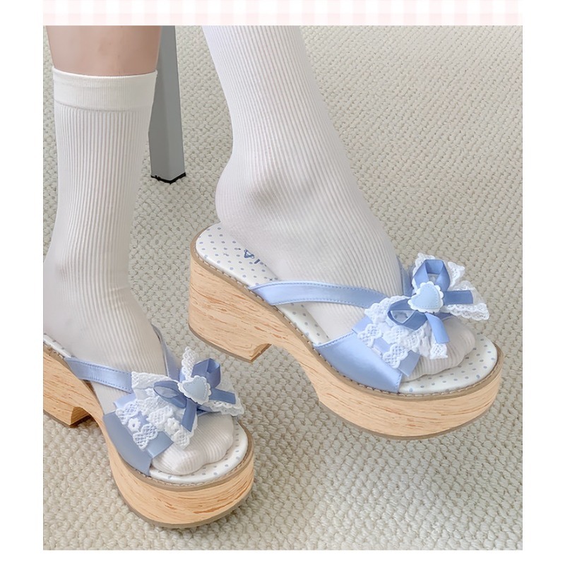 รองเท้าแตะพื้นหนาลายไม้ Sweet  - Square Toe Mule บทวิจารณ์และราคา