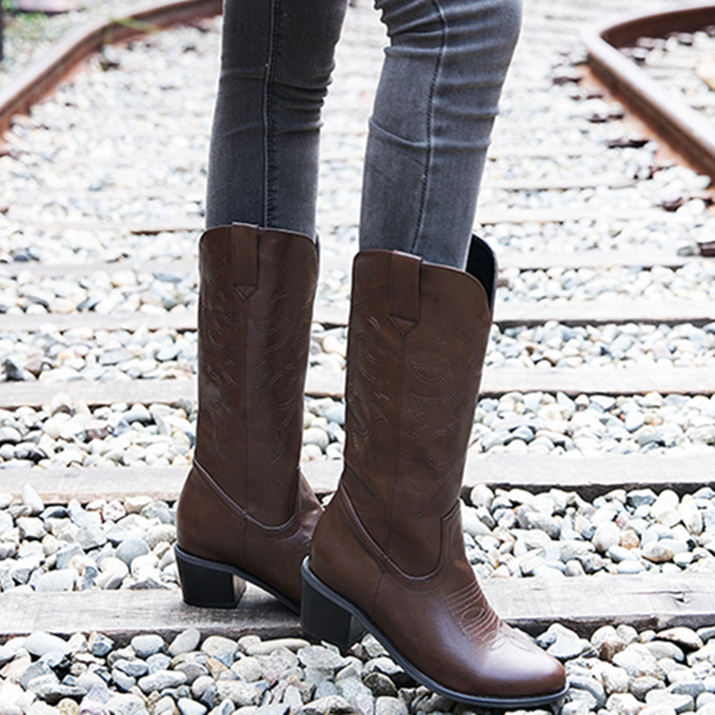 คลาสสิกกลางลูกวัวรองเท้าบูทแฟช - Western Cowgirl Boot บทวิจารณ์และราคา