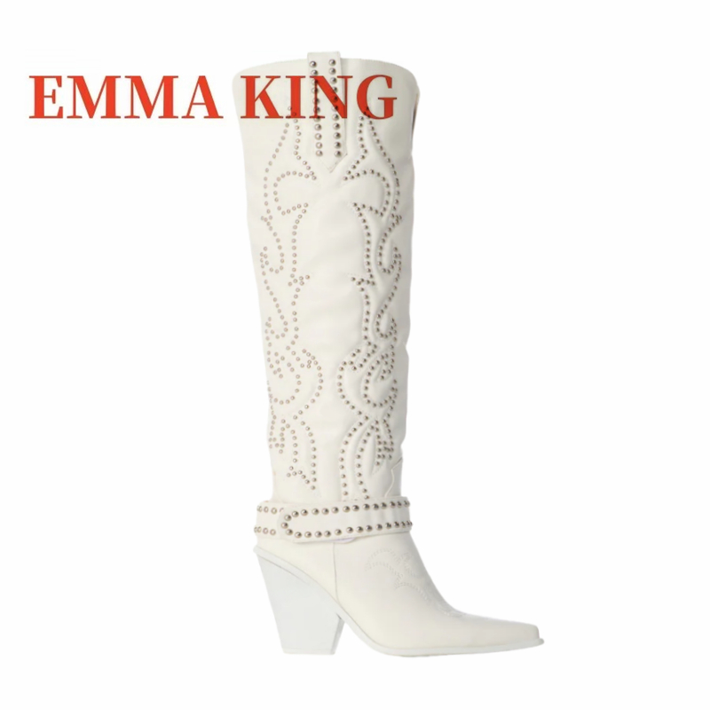 รองเท้าบูทส้นเตี้ยประดับหมุดแบ - Western Cowgirl Boot บทวิจารณ์และราคา