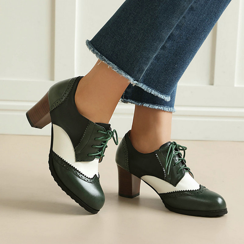 รองเท้าอ็อกซ์ฟอร์ดแบบโบรกสองสี - Women'S Xti Shoes บทวิจารณ์และราคา