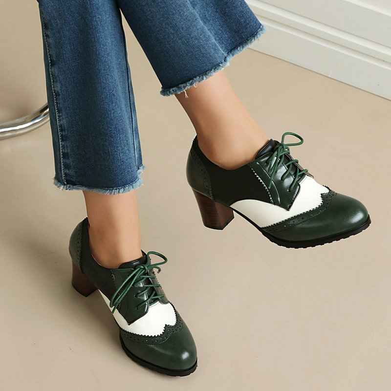 รองเท้าอ็อกซ์ฟอร์ดแบบโบรกสองสี - Women'S Xti Shoes บทวิจารณ์และราคา